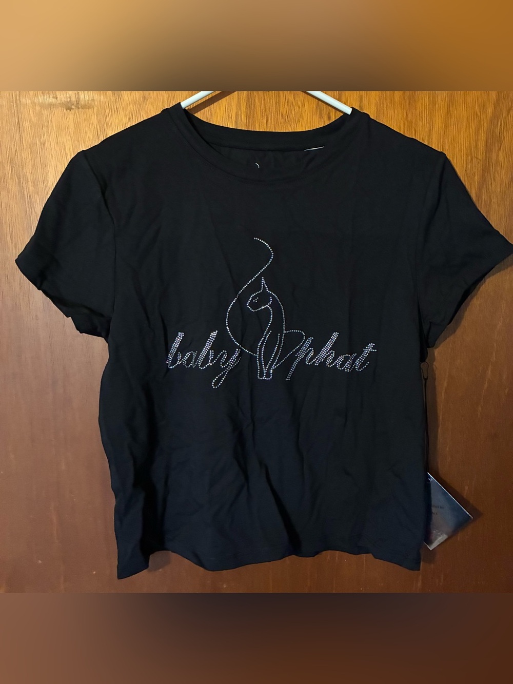 Baby Phat Black Short Sleeve Tee with Rhinestone Logo